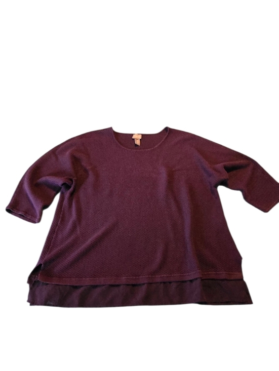 Chico's Tops - Chico's Plum Purple Layered Hem 3/4 Sleeve Soft Sweater Top Size 3 (XL) i28